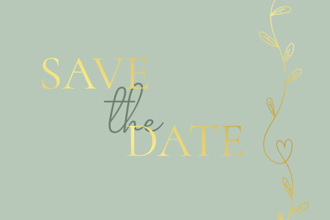 Save the date goudfolie blaadjes hartje