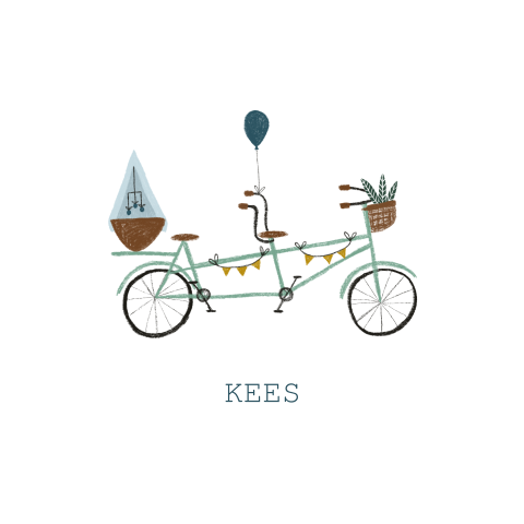 Geboortekaartje Fiets tandem jongen