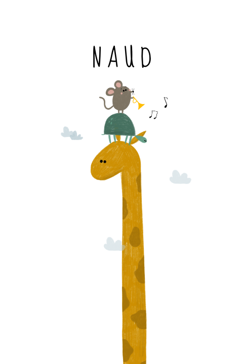 Geboortekaartje diertjes giraffe muis