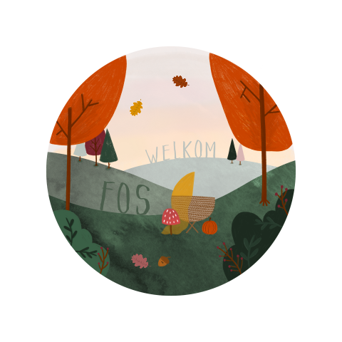 Geboortekaartje waterverf herfst landschap wiegje