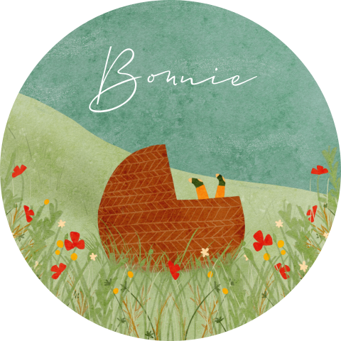 Raamsticker landschap veldbloemen zee wiegje