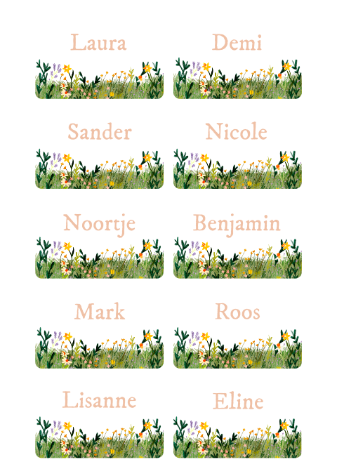 Naamkaartjes lente bloemen