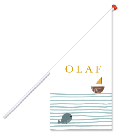 Geboortevlag zeilbootje zee walvis