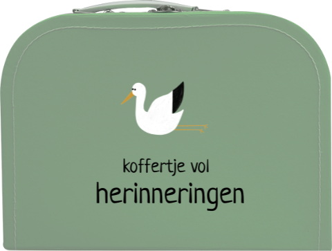Kartonnen koffertje voor herinneringen ooievaar