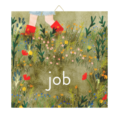 Gepersonaliseerd tegeltje illustratie wildbloemen kindje laarsjes