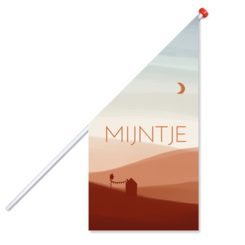 Geboortevlag abstract landschap huisje slingertje