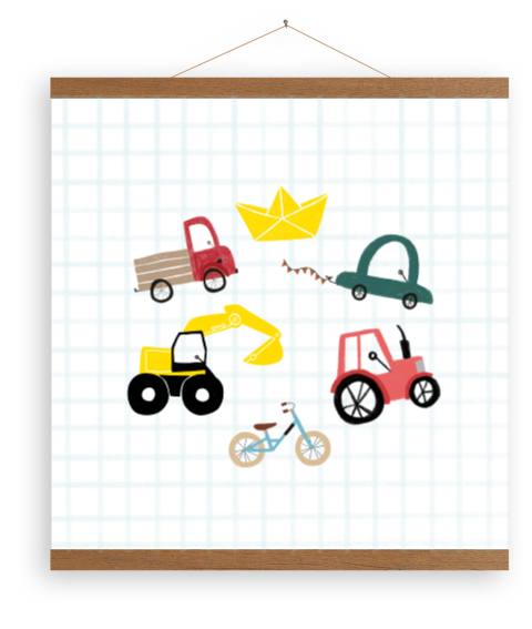 Canvasposter met latjes ruitjes auto voertuigen