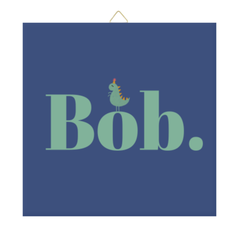 Gepersonaliseerd tegeltje minimalistisch met naam en dino