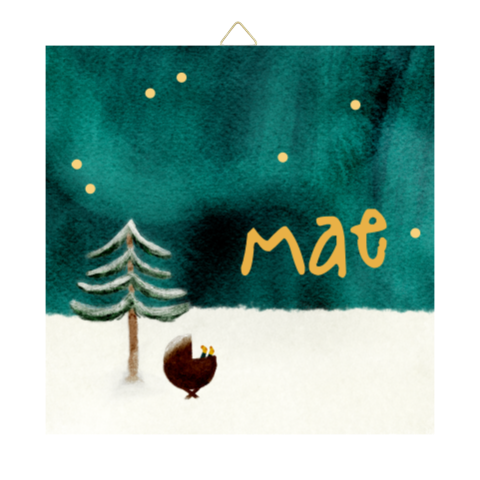 Geboortetegel noorderlicht wiegje sneeuw