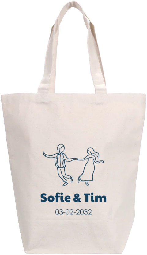 Tote bag katoenen tasje met bruidspaar
