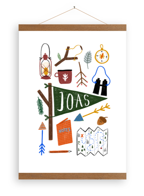 Canvasposter met latjes avontuur bos spoorzoeken