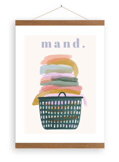 Canvasposter met latjes wasmand mand