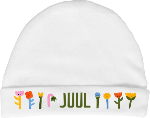 Mutsje met naam en bloemen illustraties