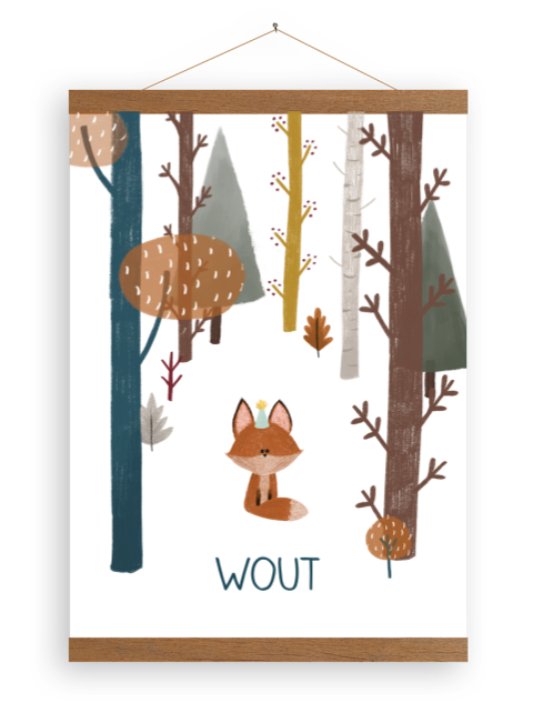 Canvasposter met latjes Vosje bos