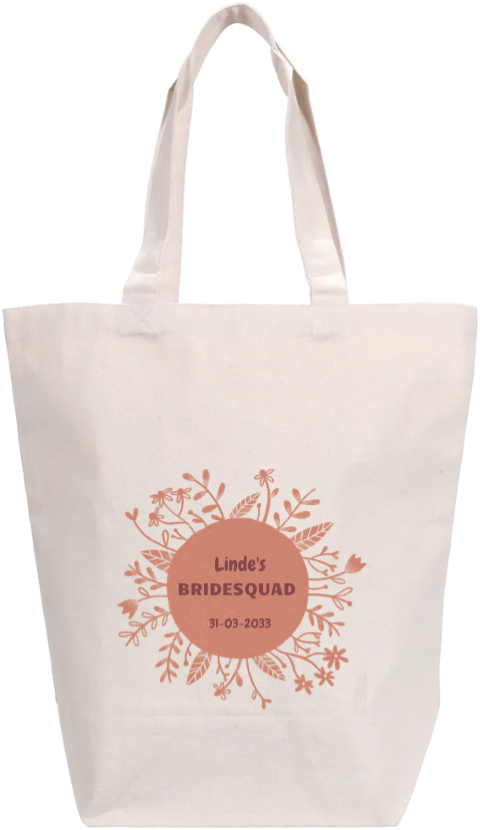 Tote bag tasje voor vrijgezellenfeest bloemenkrans