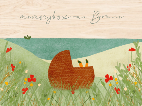 Memorybox landschap veldbloemen zee wiegje