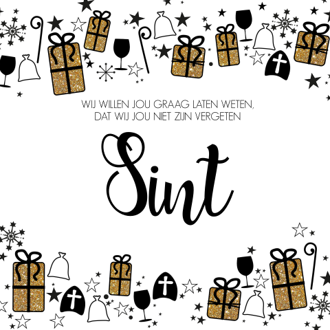 Sinterklaaskaart met feestelijke versiering en liefs van Sint