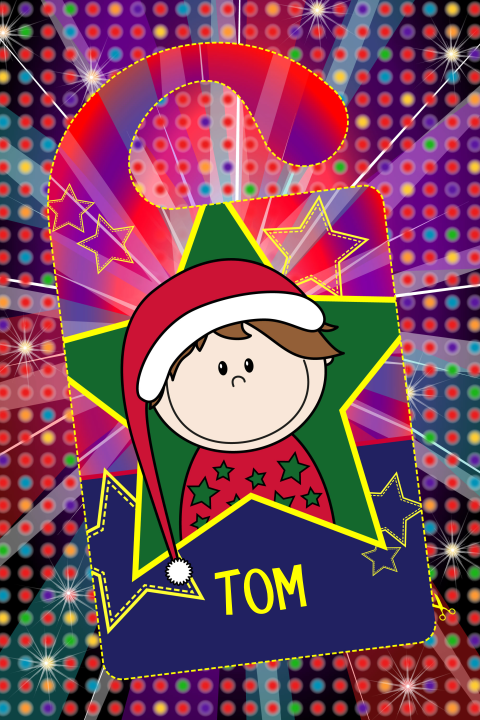 Kerstkaart DIY Vrolijke deurhanger met naam