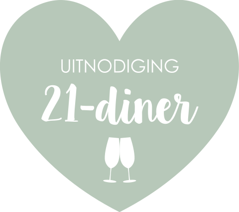 Sluitzegel hartje 21-diner champagne glazen