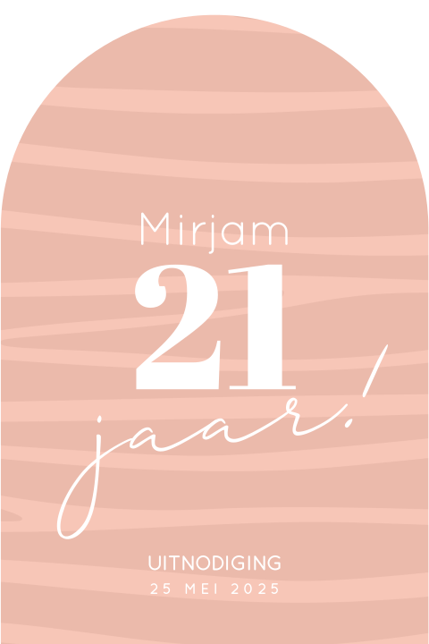 Trendy uitnodiging 21-diner boogvorm zalmkleur met zebraprintje