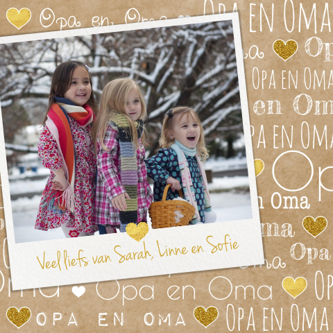Opa en Oma kaart met eigen foto kraft en hartjes