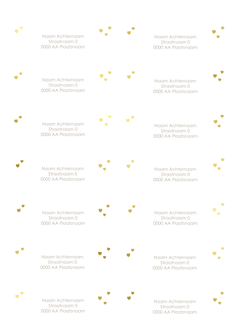 Adresstickers met subtiele goudfolie hartjes
