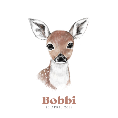 Geboortekaart potloodtekening schattig baby hertje