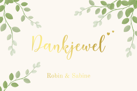 Bedankkaart bruiloft botanica en goudfolie