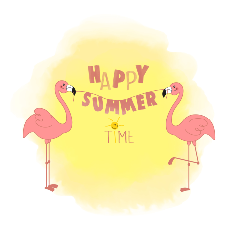 Zomaar een zomerse kaart met flamingo's