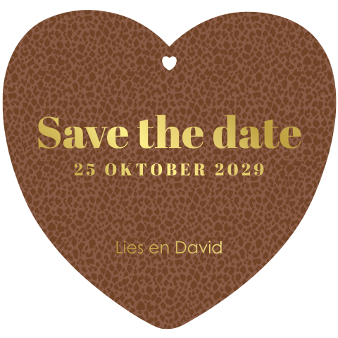 Save the date kaart panterprint met goudfolie
