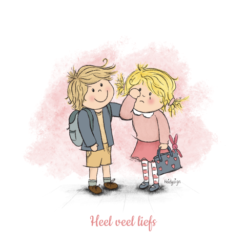 Wenskaart met een troostende tekening van vriendschap