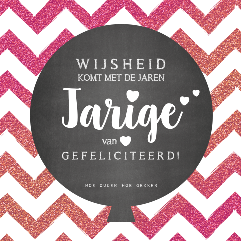 Vrolijke verjaardagskaart met krijtbord ballon en grappige tekst