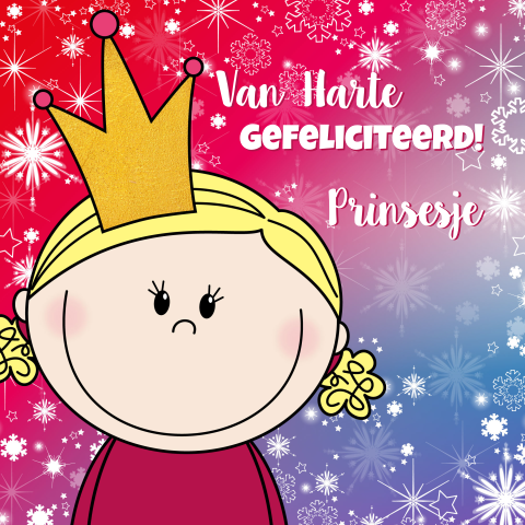 Sprookjesachtige verjaardagskaart met schattig prinsesje