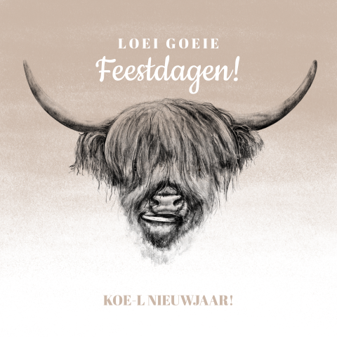 Schotse Hooglander Kerstkaart - Loei goeie feestdagen