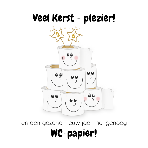 Kerst wenskaart grappig kerstboom van rollen wc-papier 2026