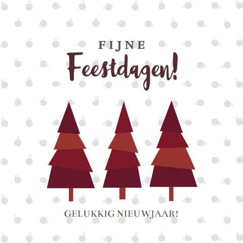 Kerstkaart met ronde hoeken kerstbomen en kerstballen patroon