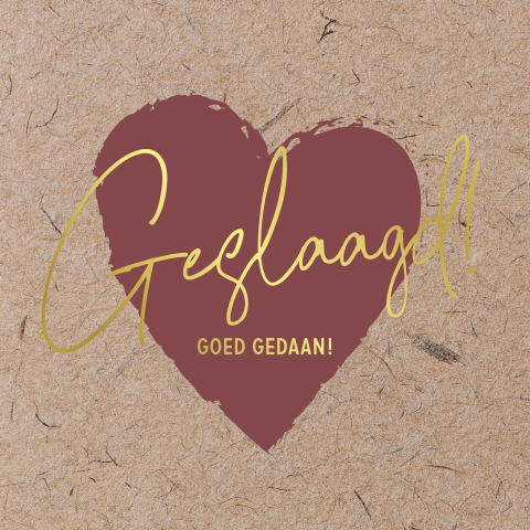 Geslaagd! Hippe felicitatie kraftlook en goudfolie tekst