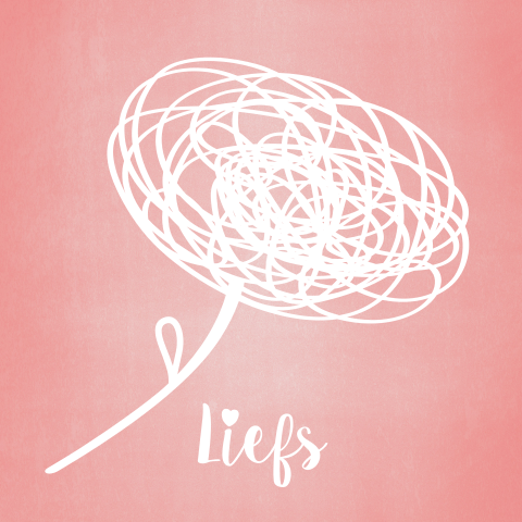 Liefs - Lief roze kaartje met een wit getekende bloem