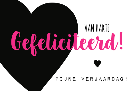 Trendy verjaardagskaart zwart-wit met een hart