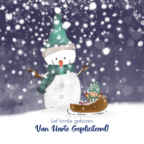 Felicitatie geboorte jongen of meisje met sneeuwpop