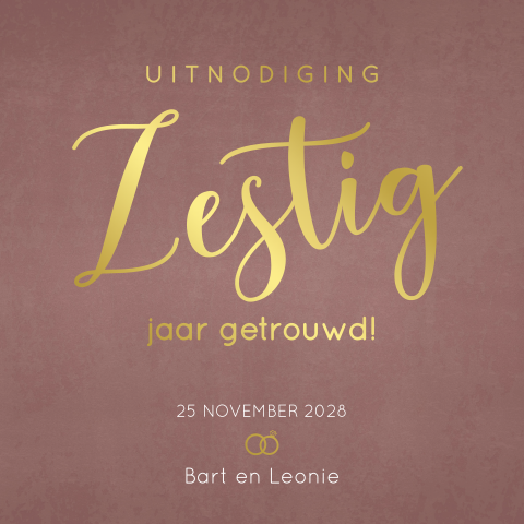 Luxe goudfolie uitnodiging 60-jarig huwelijksjubileum