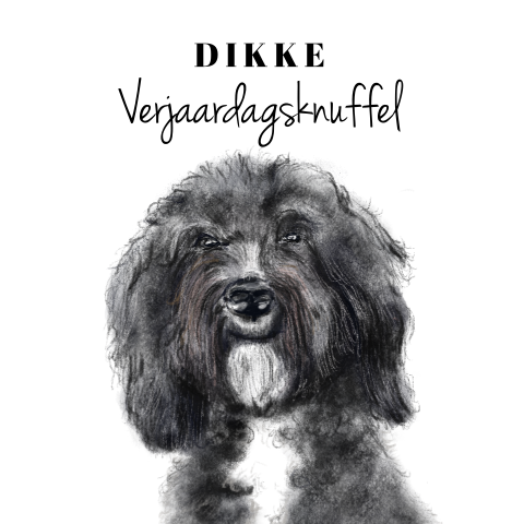 Verjaardagskaart tekening grote lieve hond