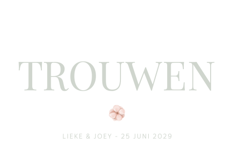 Trouwkaart minimalistisch design met roze bloemetje- Soft Bloom