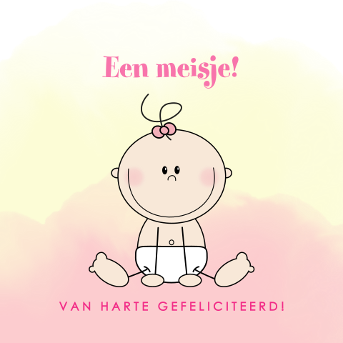 Felicitatie geboorte meisje lief kaartje met baby