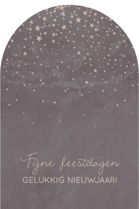 Unieke kerstkaart in boogvorm met sterrenhemel