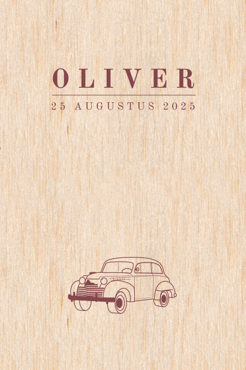 HOUT Stijlvol en stoer geboortekaartje Oldtimer
