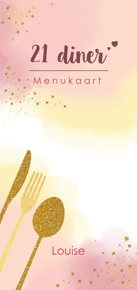 Menukaart 21 diner zomerse pasteltinten waterverf