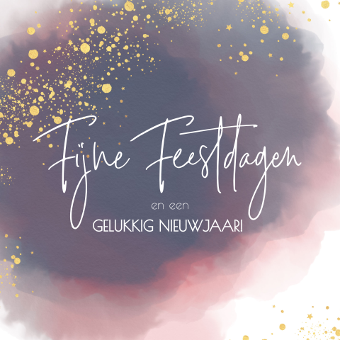 Stijlvolle en hippe kerst of nieuwjaarskaart waterverf gouden stippen