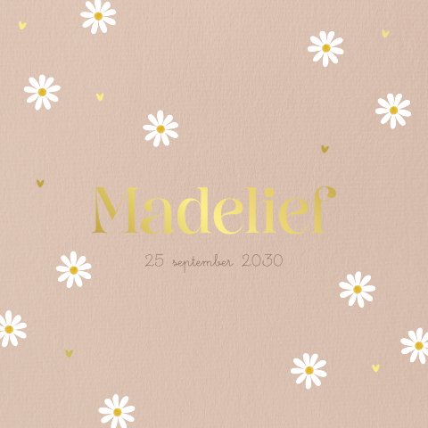 Geboortekaartje meisje met madeliefjes in oudroze – Madelief