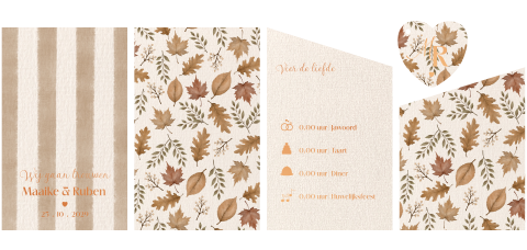 Pocketfold trouwkaart herfst en koperfolie | Soft Autumn Romance
